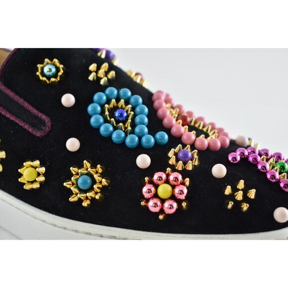 Christian Louboutin Boat Candy Flat Black Beaded Low Top Slip On Sneaker 36.5 - Picture 5 of 13
